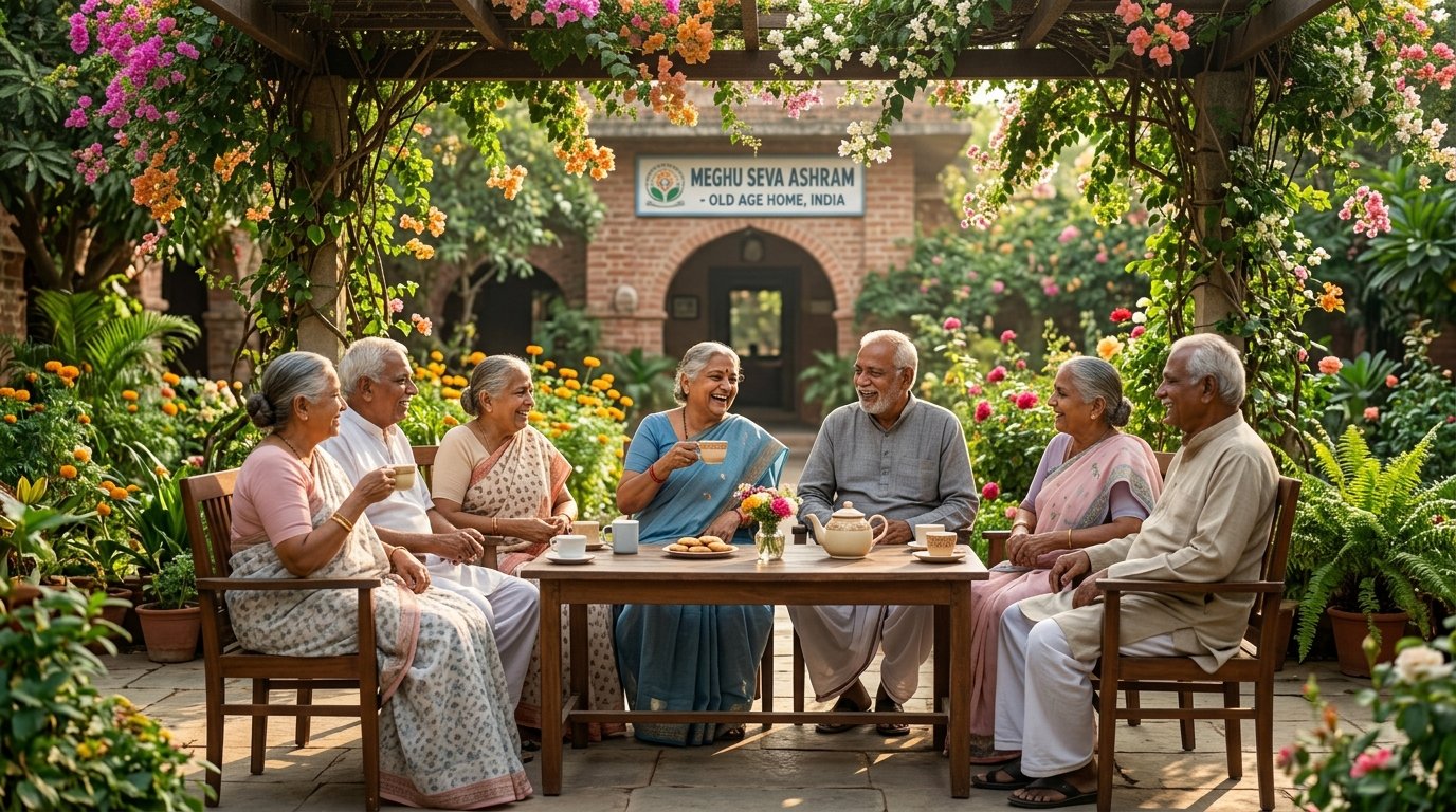 Happy Seniors in Ashram Garden